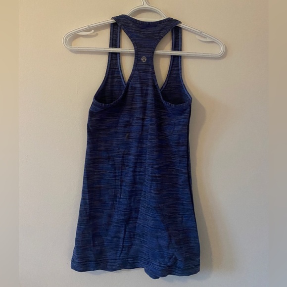 Lululemon Reversible Racerback Athletic Tank Top Heathered Blue Black Gray Sz 2 - Picture 4 of 5